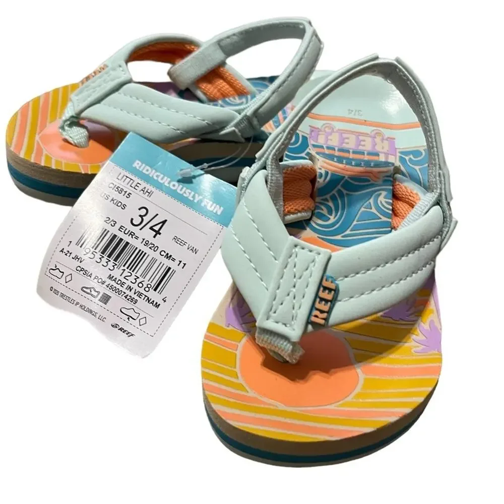 Reef Little Ahi Toddler Sandals Little Kids 2-4 Years Old Size 3/4 NWT